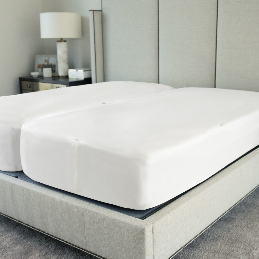 Cariloha mattress protector on a bed, showcasing eco-friendly bedding design with soft, sustainable materials.