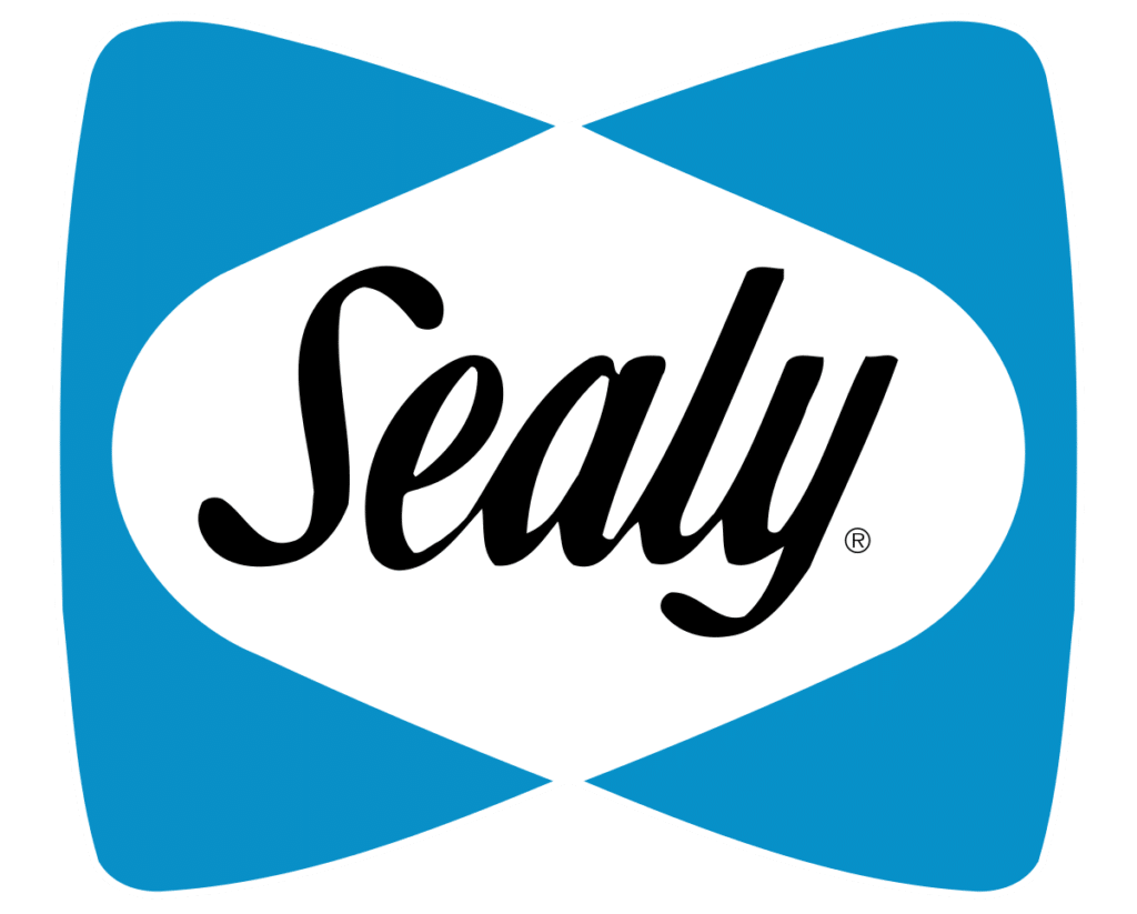 Sealy logo featuring a blue background and stylized text, representing adjustable bed bases offered by Midwest Mattress Company.