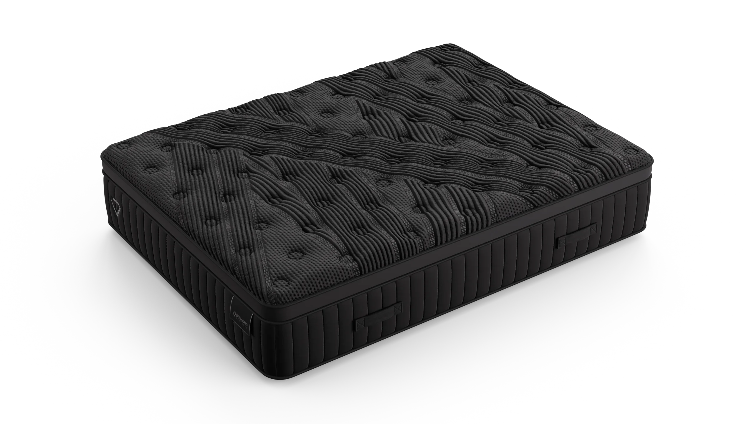 Vail Firm mattress by Diamond, featuring a textured black surface and tufted design, showcasing its comfort and support attributes for optimal sleep quality.