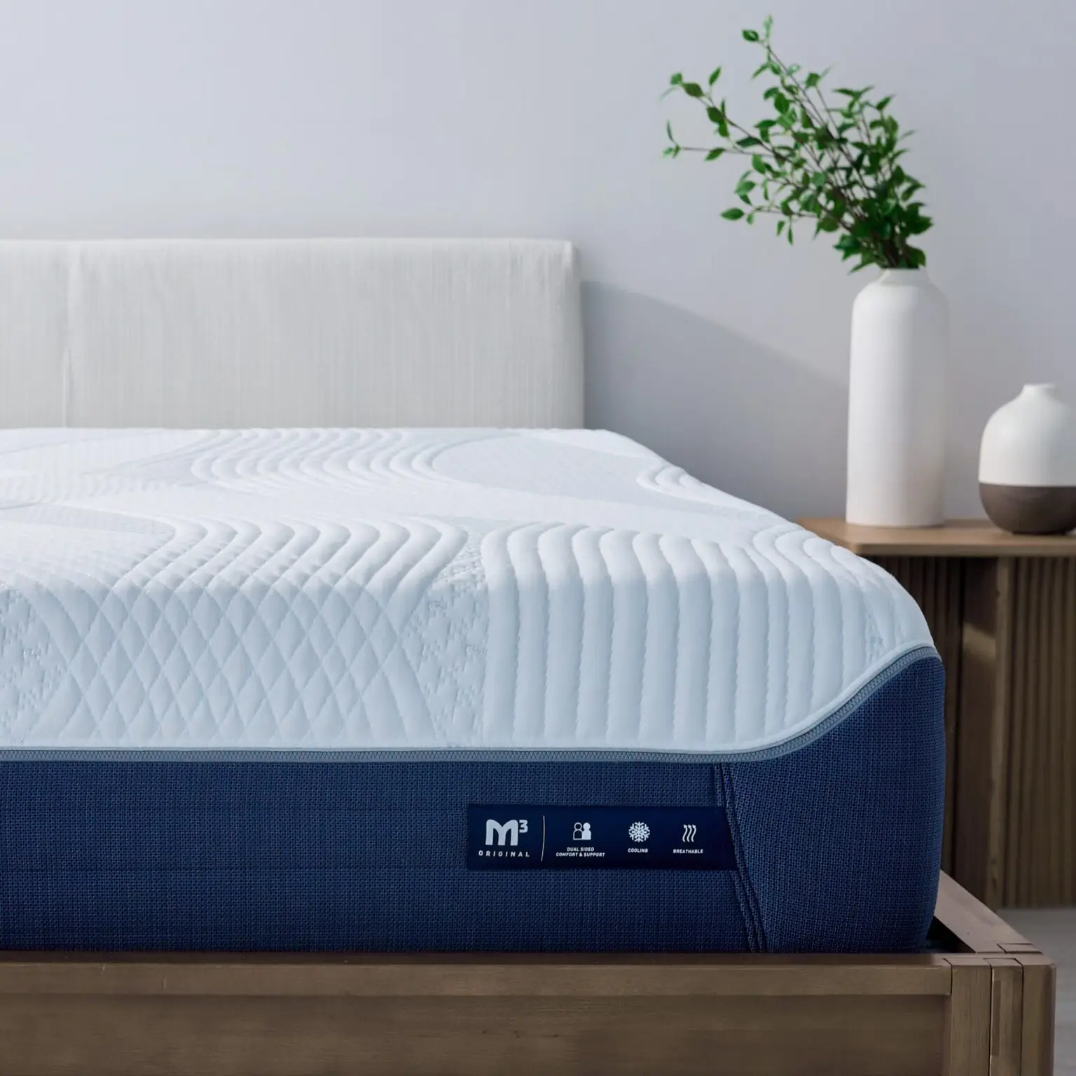 Comfortable bedroom with a cooling mattress and breathable bedding for optimal sleep
