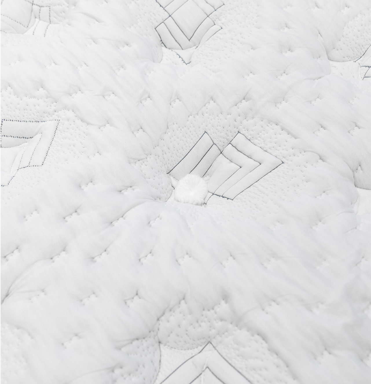 Palisades Luxury Firm mattress top view showcasing premium foam layers and detailed stitching patterns, emphasizing craftsmanship and comfort.
