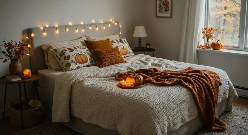 Cozy thanksgiving bedroom scene promoting restful sleep during the festive season